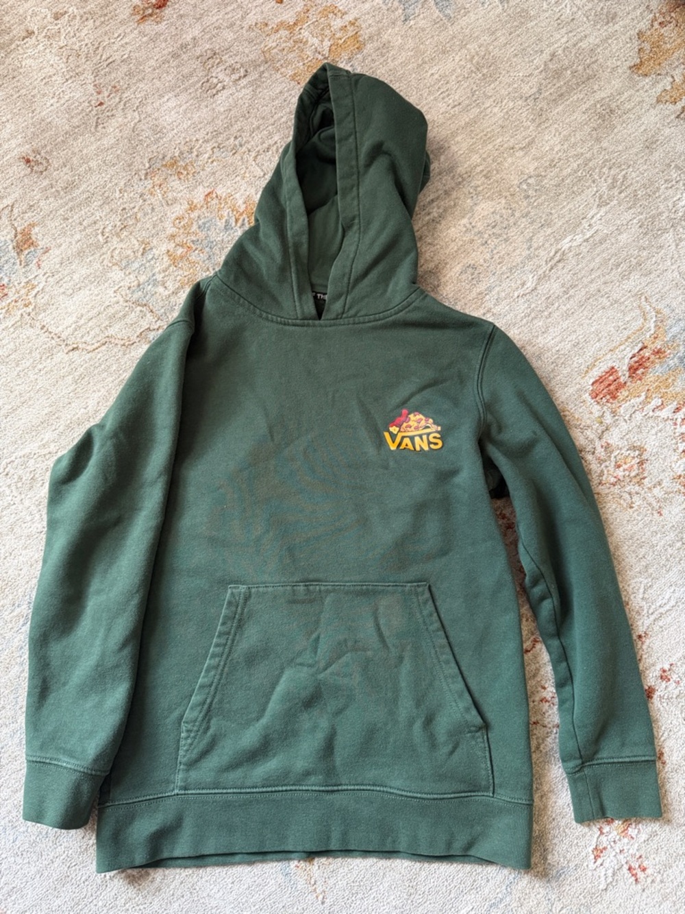 Vans Forest Green Hoodie with Yellow & Orange Pizza Graphic